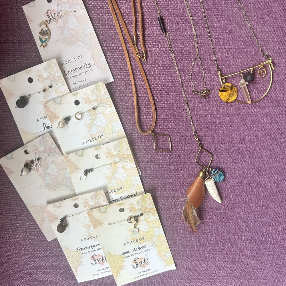 Collection of Three Sseko Brave Necklaces and Charms